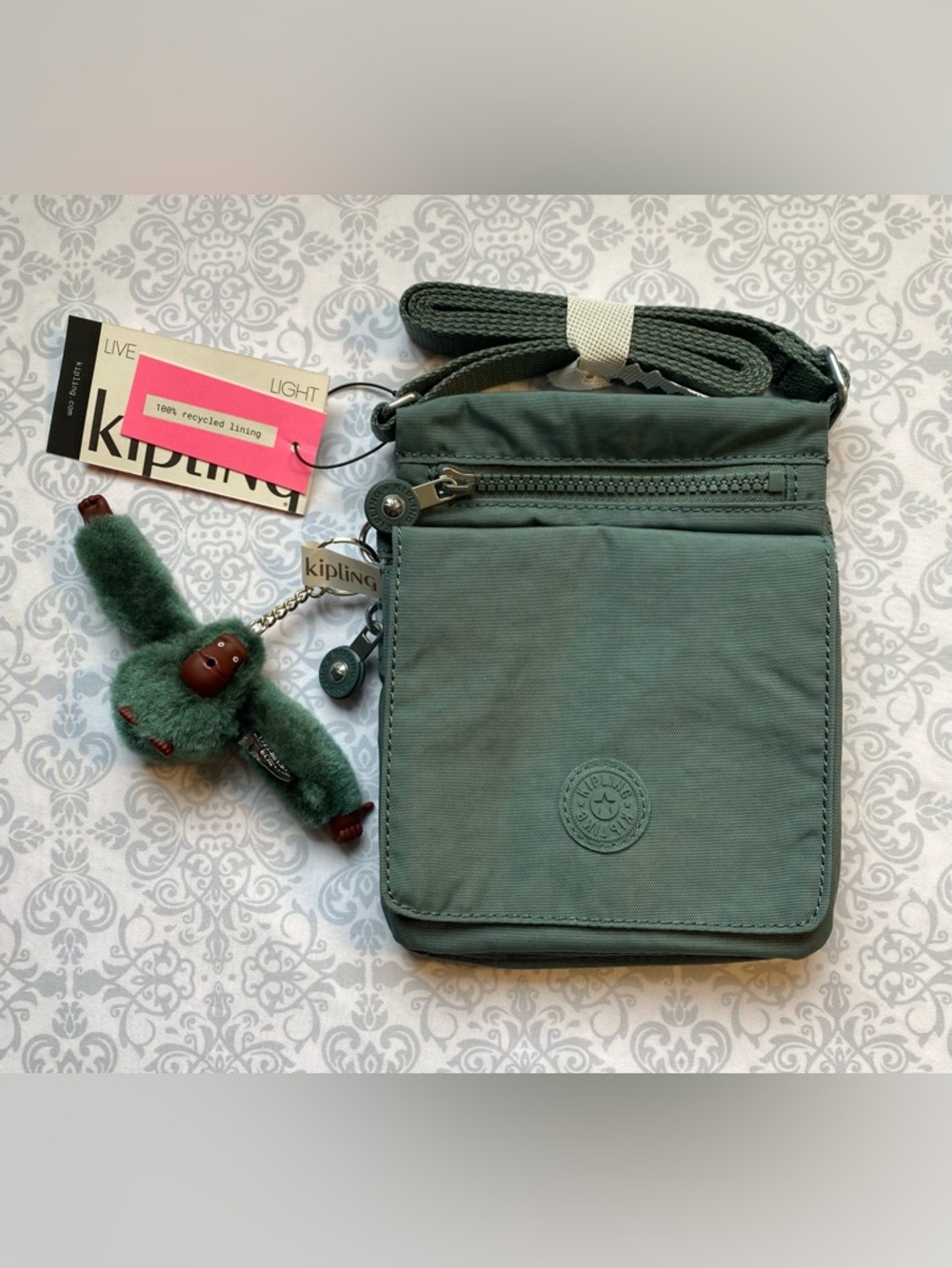 NWT Kipling Compact Crossbody Bag with Adjustable Strap & Plush Monkey Keychain - Picture 16 of 16